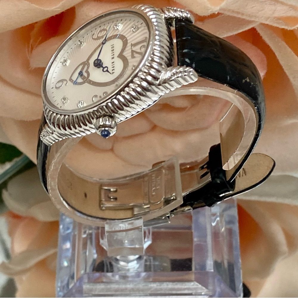 Judith Ripka Sterling Silver Heart Motif MOP Dial Ladies Dress Watch - Picture 7 of 16